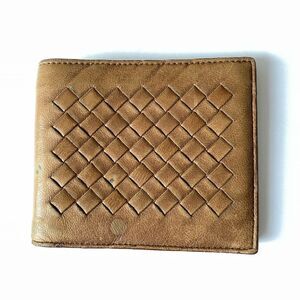 Bottega Veneta Intrecciato tan leather retro wallet